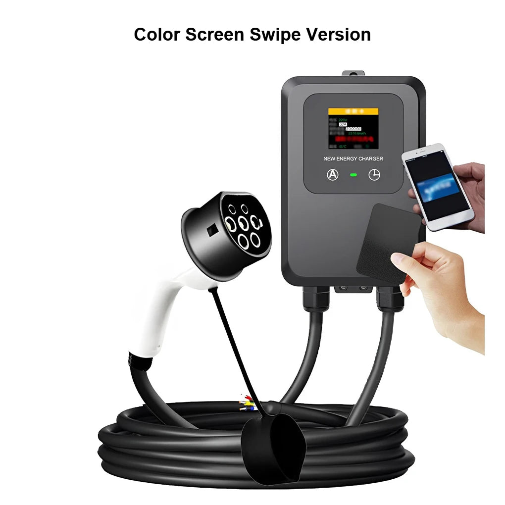 EV Wallbox 5M 7KW 32A Charging Station Car Home EV Wallbox Electric Car EV Wallbox With 5M Cable Color Screen