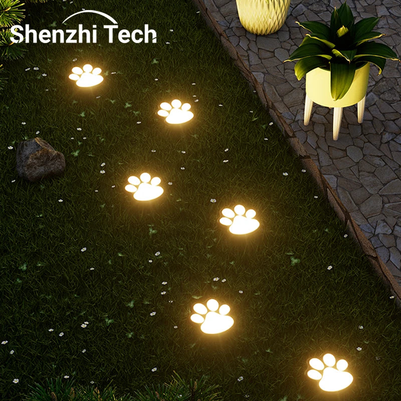 4PCS Dog Claw Solar Outdoor Light LED Energy Saving Lawn Lamp Animal Landscape Lighting for Garden Patio Stairway Camping Decor