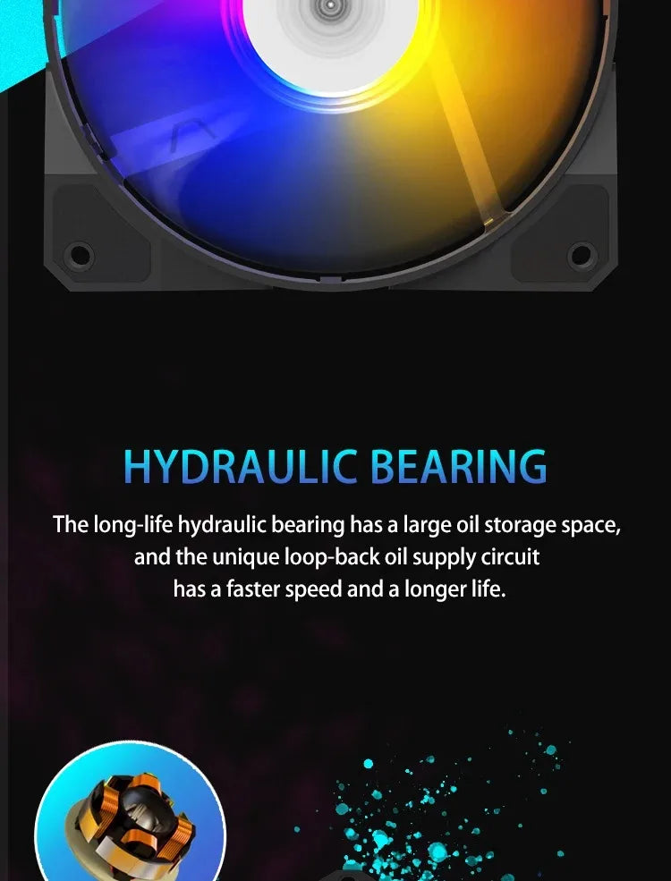TEUCER P16 RGB FAN 120mm Pc Computer Case Fan Rainbow Heatsink 4PIN 12cm CPU Cooler Silent Fan