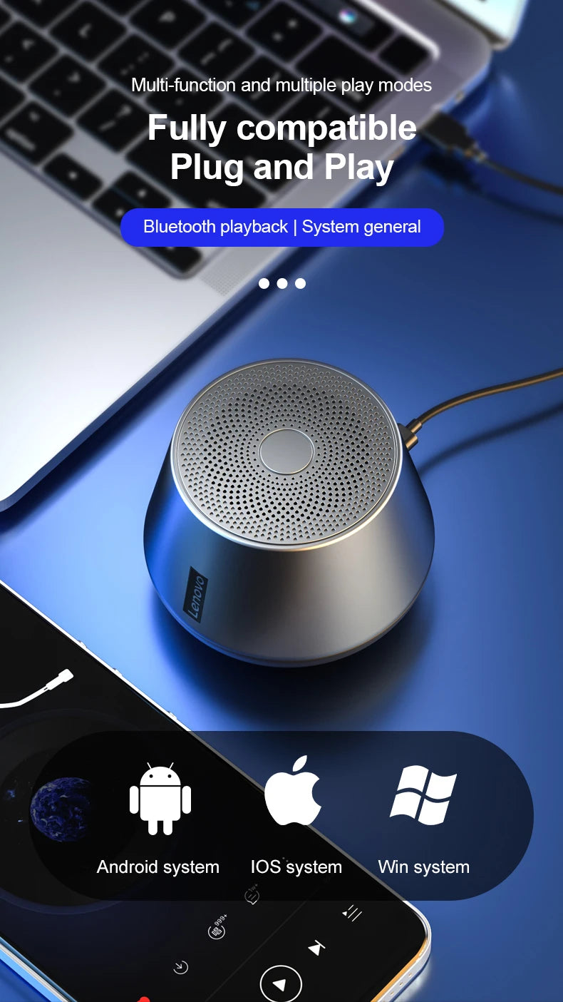 Original Lenovo K3 Pro Bluetooth Wireless Portable Speaker Mini Outdoor Loudspeaker Wireless Column 3D Stereo Music Surround Bas
