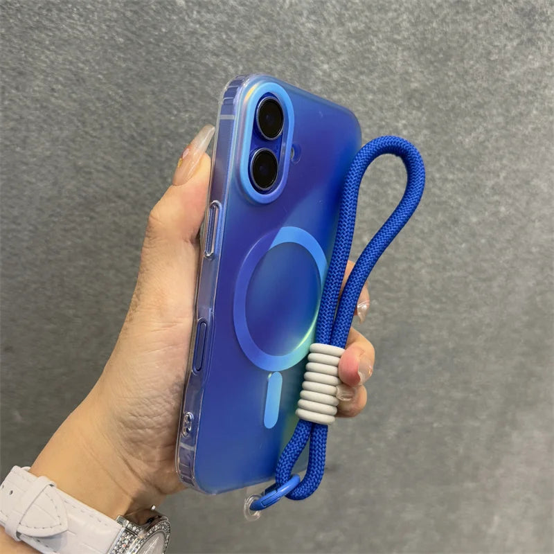 Aurora Gradient Matte Magnetic Case For iPhone 16 15 14 Pro Max 16 Plus 13 Laser Colorful Rainbow for Magsafe Shockproof Cover