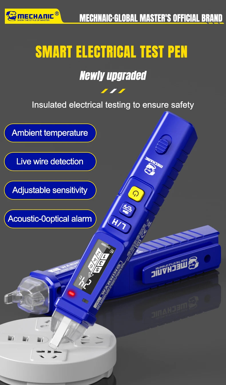 MECHANIC Non-Contact Voltage Tester Pen 12-1000V AC Detector with LED Flashlight, Electrical Tester for Home/Electricians