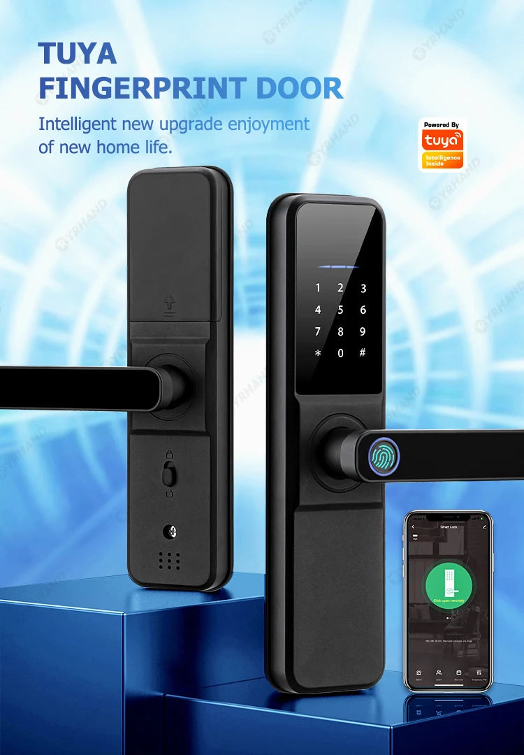 YRHAND H01 Tuya wifi App Unlock fechadura Biometric eletronica digital Waterpoof Fingerprint IC card Smart Door Lock for Home