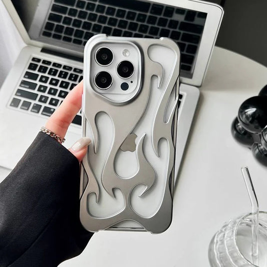 New 3D Flame pattern Hollow Slim Phone Case for iPhone 16 15 14 13 12 11 Pro Max 16E 15 14 16 Plus Shockproof Protective Cover
