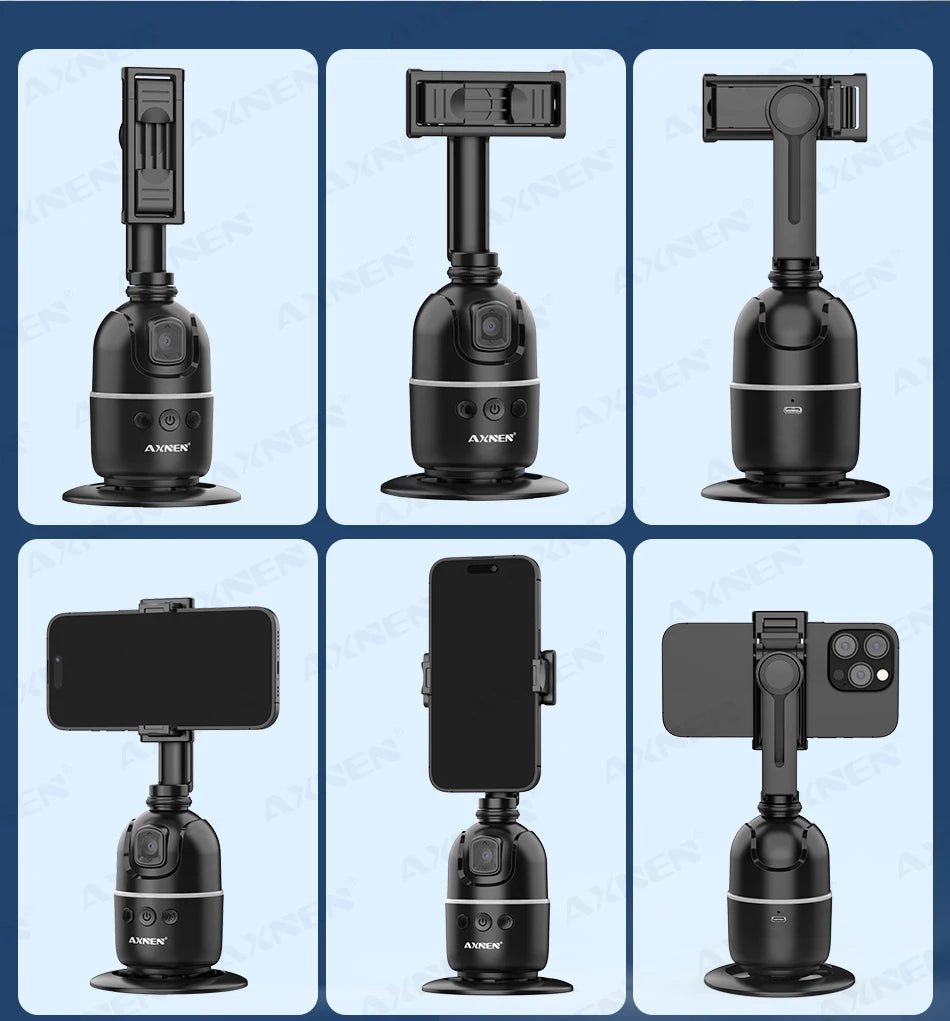Smart Auto Face Tracking Desktop AI Gimbal for Smartphone & Action Camera 360 Rotation Follow Focus Vlog Kit, Option with Tripod