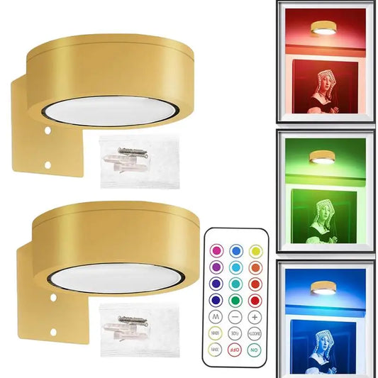 2pcs Picture Lights LED Magnetic Art Display Light Battery Operated Magnetic Dimmable Painting Spotlight With 13 Lighting Modes