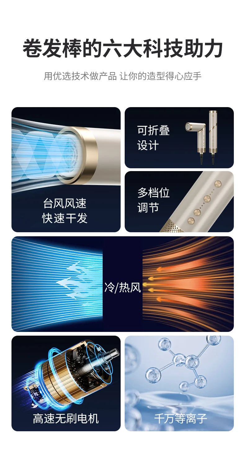 Nine-in-one Hair Dryer Plasma Household Hot Air Comb Set Multifunctional Hair Dryer Comb Curling Iron