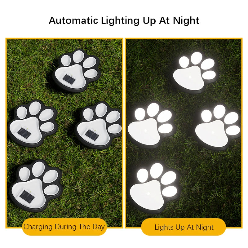 4PCS Dog Claw Solar Outdoor Light LED Energy Saving Lawn Lamp Animal Landscape Lighting for Garden Patio Stairway Camping Decor