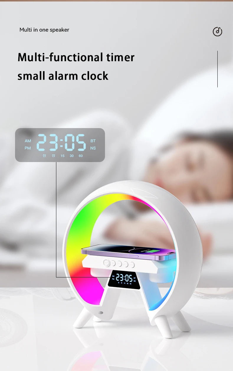 LED New Smart Light Wireless Charger Bluetooth Speaker Alarm Clock RGB Atmosphere Lamp Bedroom Decoration Lamps Night Light Gift