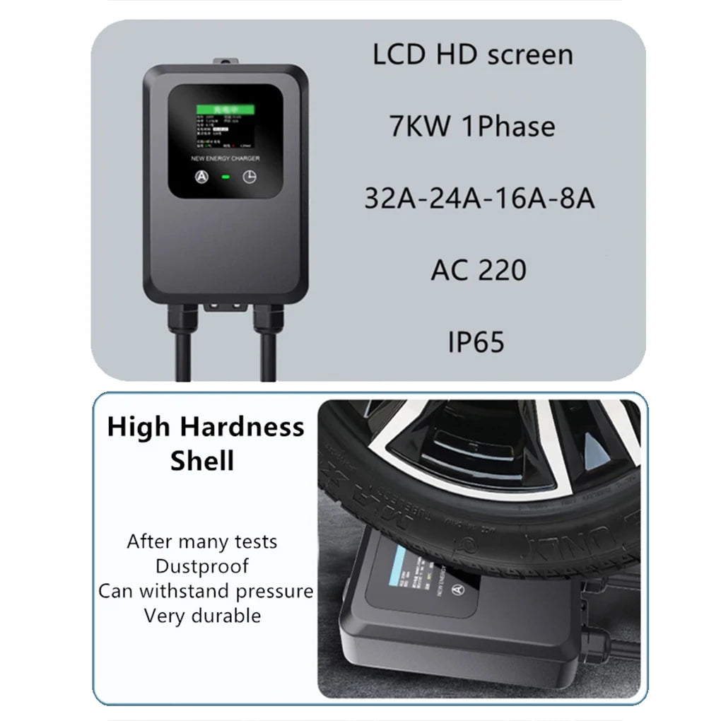 EV Wallbox 5M 7KW 32A Charging Station Car Home EV Wallbox Electric Car EV Wallbox With 5M Cable Color Screen