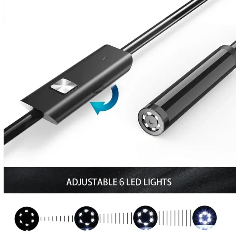 7.0MM TYPE-C Endoscope Camera IP67 Waterproof 6 LEDs Adjustable USB Android Flexible Inspection Borescope Cameras for Phone PC