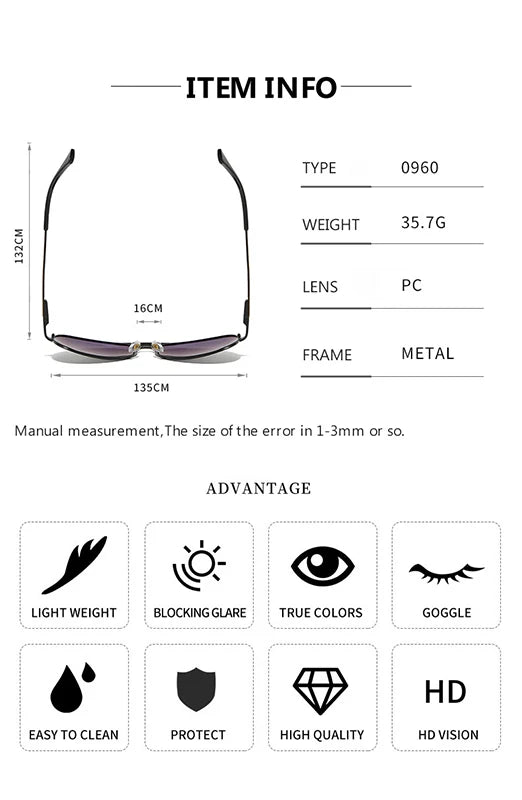 Fashion Photochromic Ray Transition Retro-automatic Glasses Classic Sunglasses Anti Radiation Glasses for Women/Men