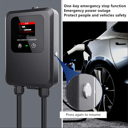 EV Wallbox 5M 7KW 32A Charging Station Car Home EV Wallbox Electric Car EV Wallbox With 5M Cable Color Screen