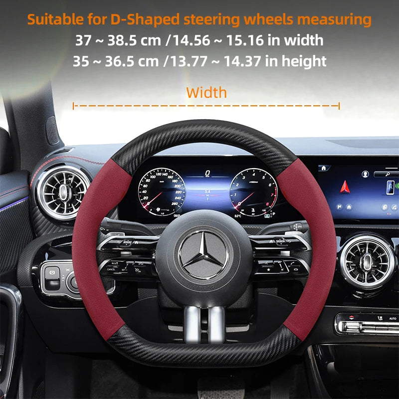 Suitable for Mercedes-Benz Suede Matte Carbon Fiber Texture Steering Wheel Cover Suitable for E Class S C a Glc Suv Eqc Gle Gla Eqe Amg Eq C63 E63 Maybach S600 Phantom Gls600 V Eqv W204 W205 W203
