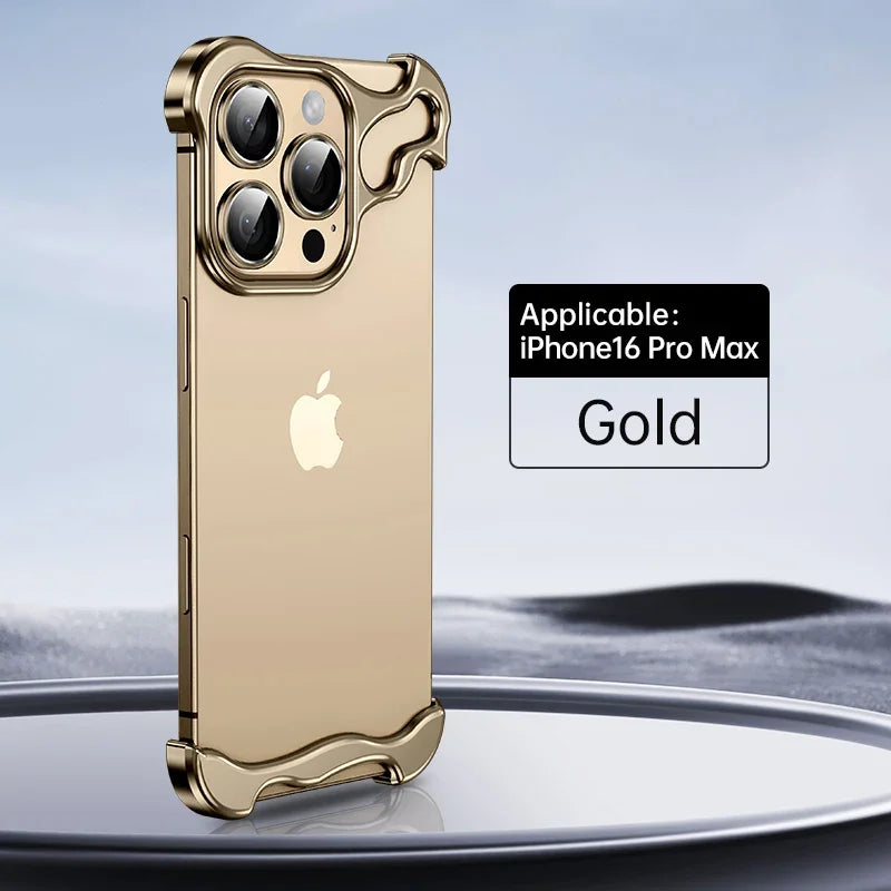 Irregular Metal Bumper Phone Case IPhone 16 15 14 13 Pro Max Plus with Lens Film Protection Bare Aluminum Alloy Shockproof Cover
