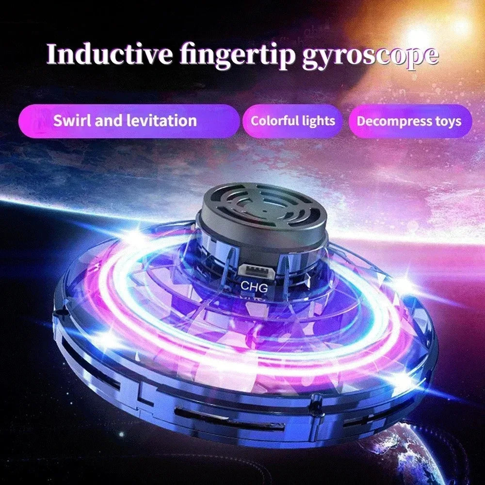 NEW LED Flying UFO Spinner Fingertip, Upgrade Flight Helicopter Gyro Flyorb Hover Ball, Mini Drone Aircraft Toy, Christmas Gift