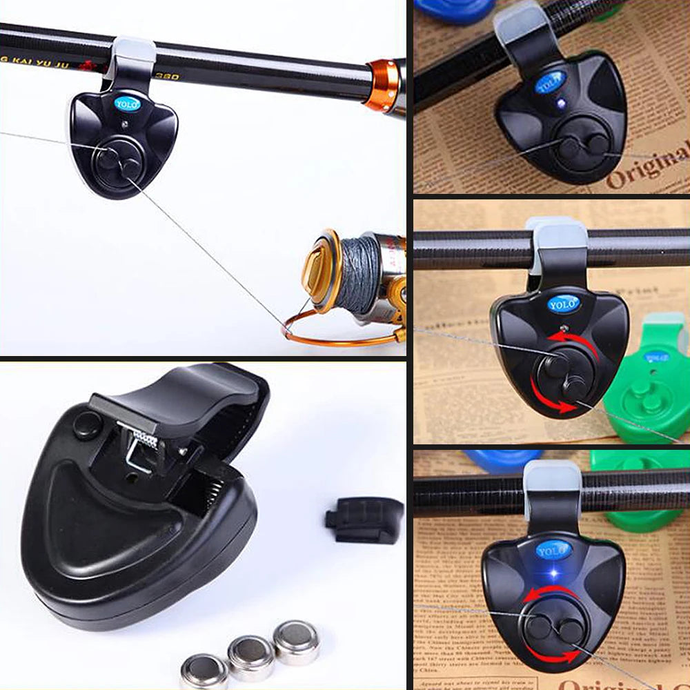 FLYSAND Fishing Fish Bite Alarm Electronic Buzzer on Fishing Rod with Loud Siren Daytime Night Indicator With Battery