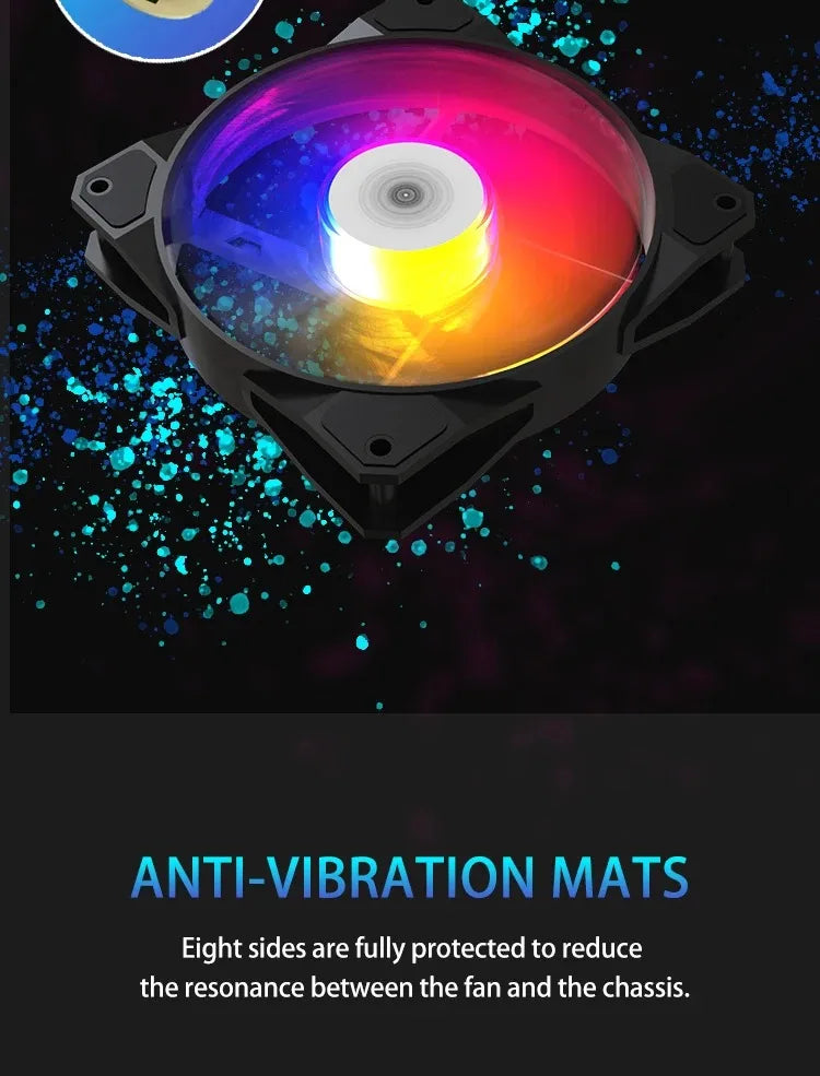 TEUCER P16 RGB FAN 120mm Pc Computer Case Fan Rainbow Heatsink 4PIN 12cm CPU Cooler Silent Fan