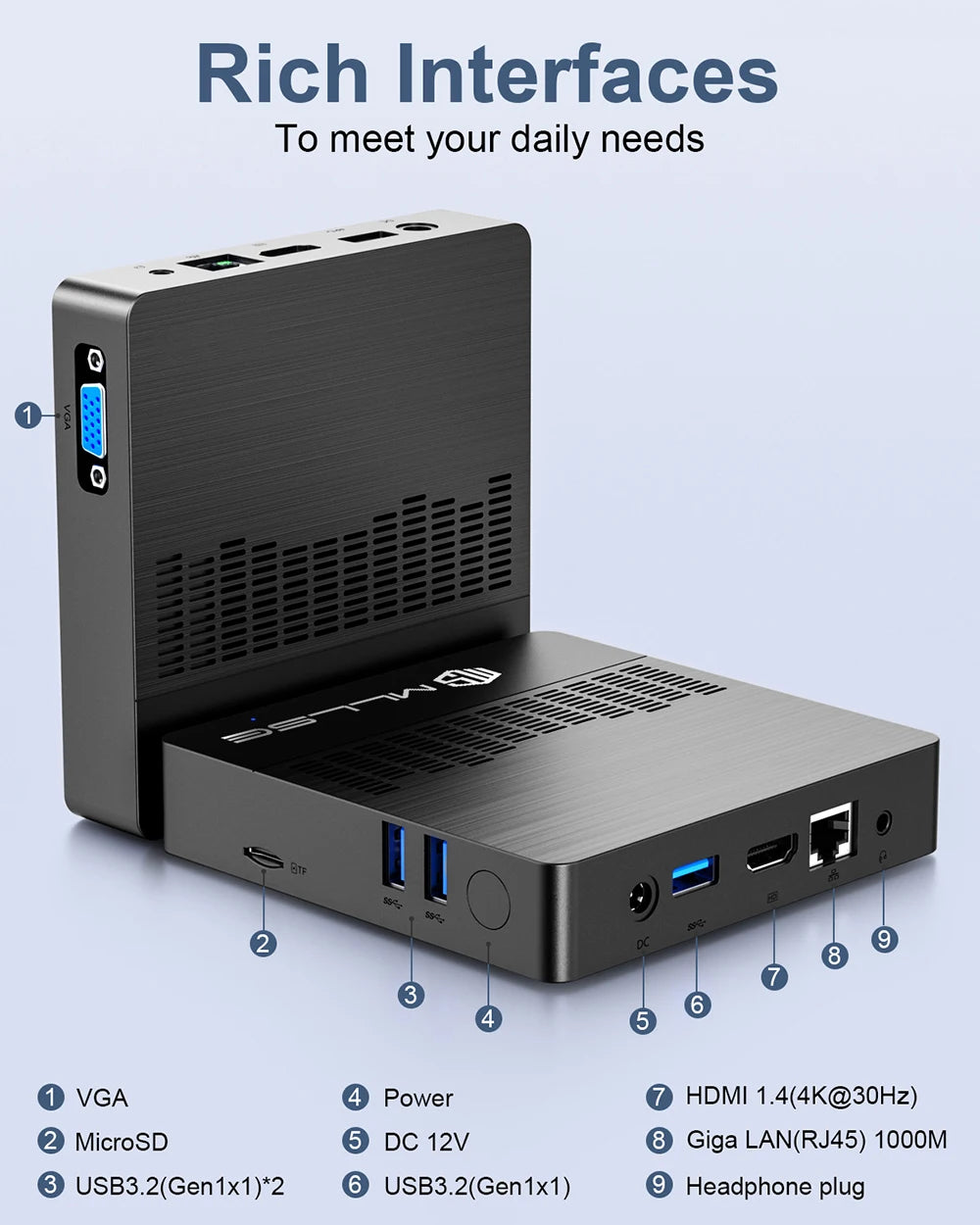 MLLSE Mini PC M2 Air Intel Gemini Lake N4000 Intel J3710 Windows 11 6GB RAM 128GB ROM Dual-Band WiFi Bluetooth USB Mini Computer