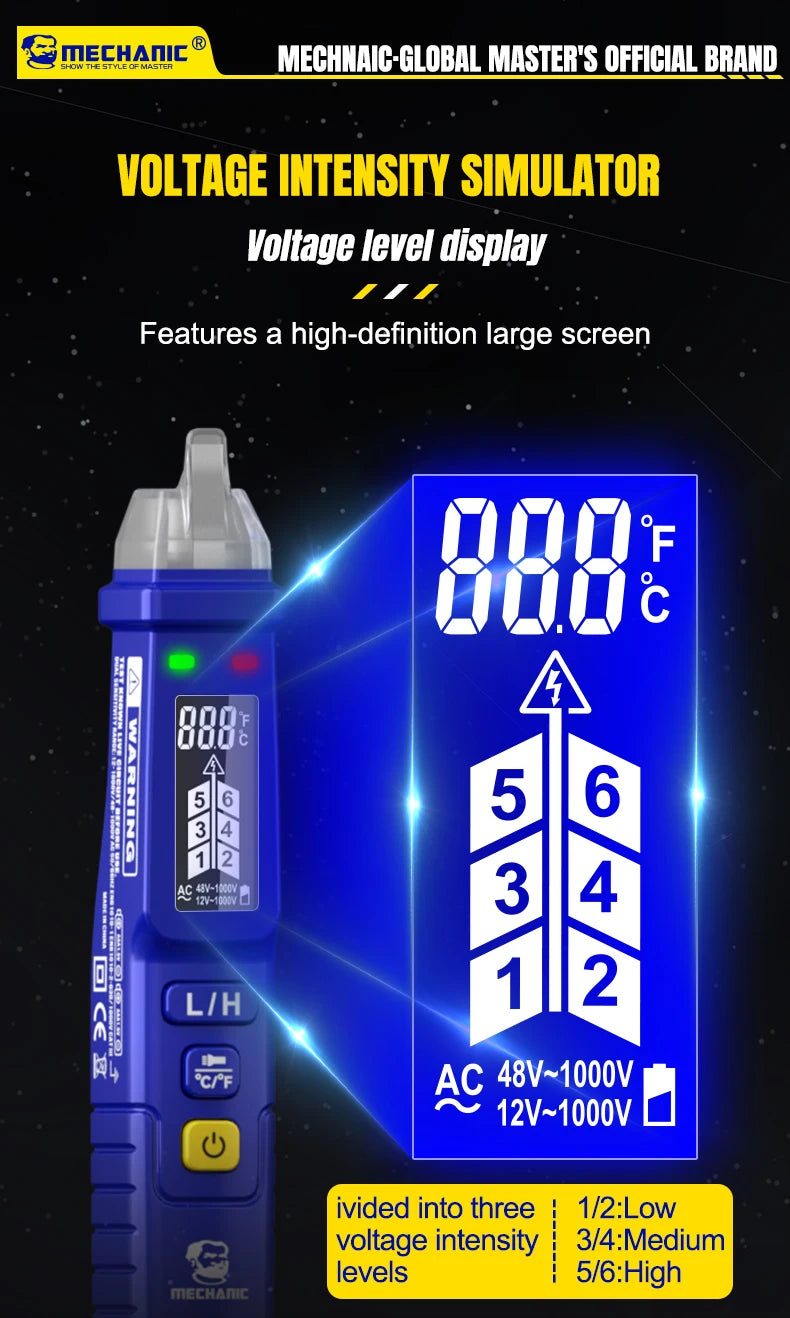 MECHANIC Non-Contact Voltage Tester Pen 12-1000V AC Detector with LED Flashlight, Electrical Tester for Home/Electricians