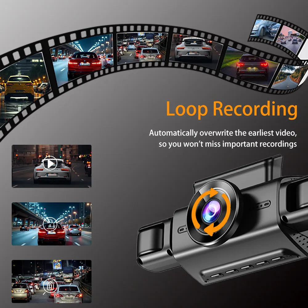 4CH Hidden Dash Cam WiFi APP Car DVR 360° Parking Monitor Night Vision WDR Loop Recording G-Sensor Motion Detection Blackbox